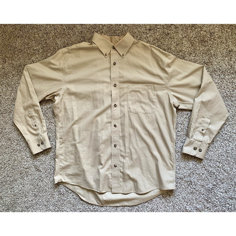 Cabella's Button Down Shirt Men's Size Large Khaki Long Sleeve